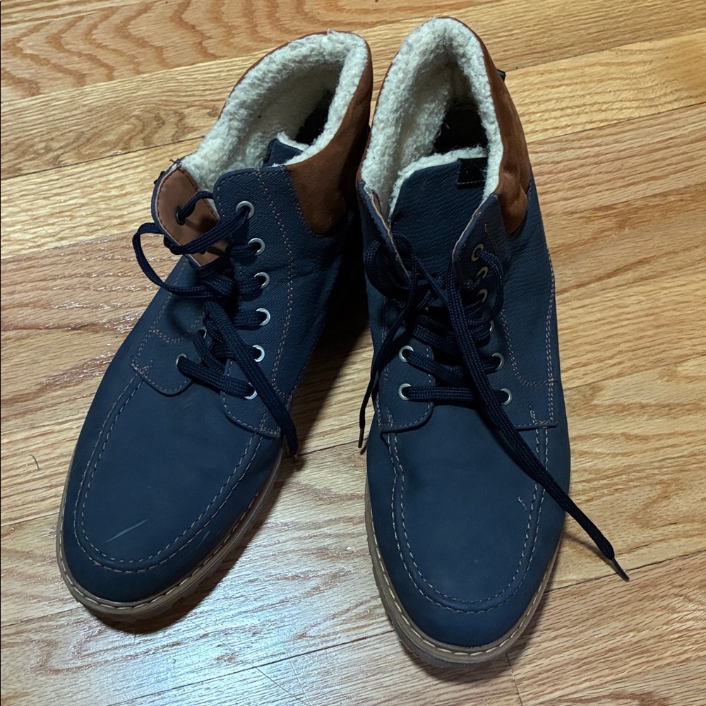 Call it Spring Mens Navy Blue Faux Fur Shearling Boots